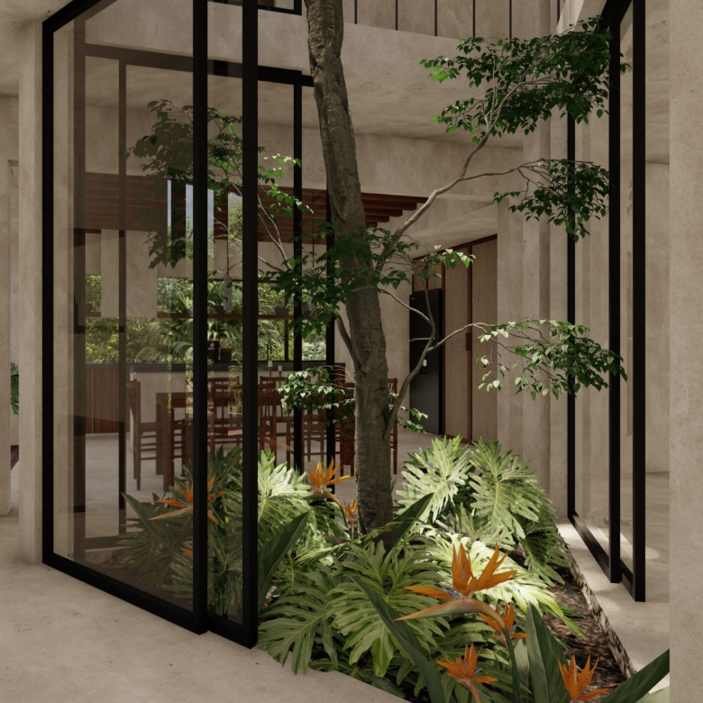 Villa Colmena modelo 4 recámaras con alberca privada dentro de Beecheii Tulum | Preventa exclusiva Play Investments propiedades en Tulum