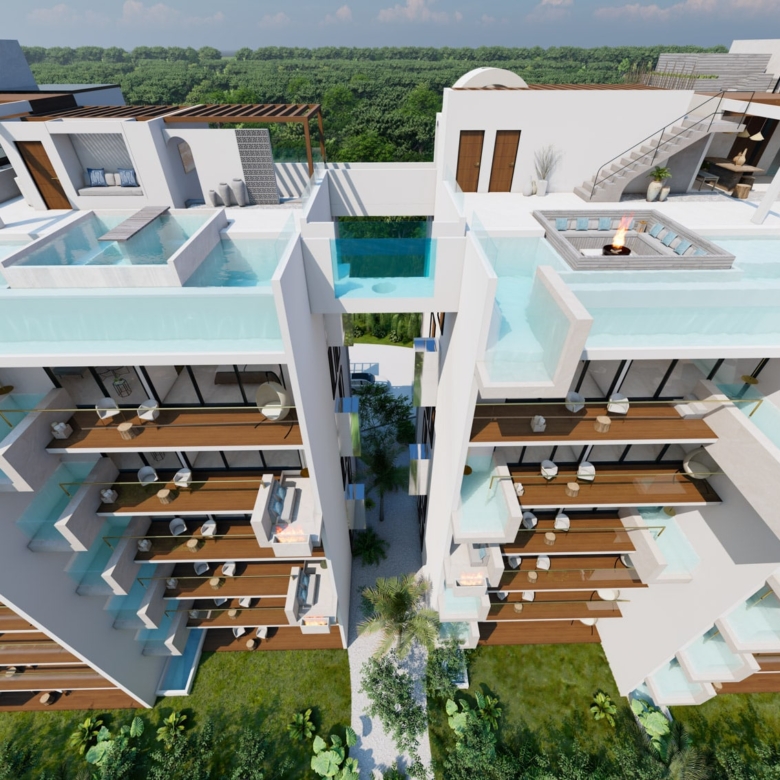 Existence Residence | Condos de lujo en preventa en Cozumel Beachfront Con acceso privado al beach club, ubicado a solo unos pasos, Existence combina lujo, comodidad y la belleza natural del Caribe. Precios desde $388,000 USD.Play Investments Real estate mexico