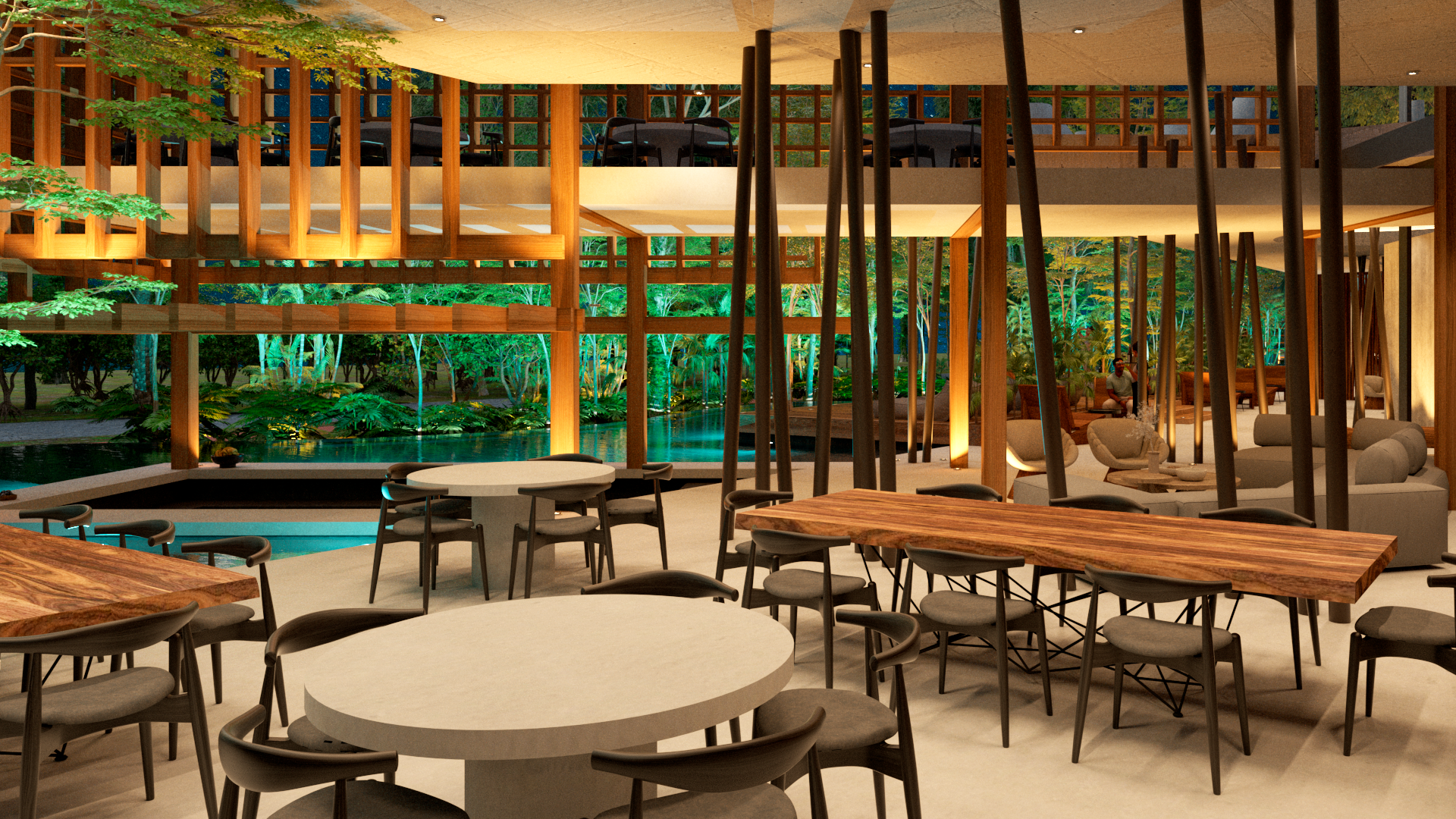 Casa club y alberca de Puerto 369 en Puerto Morelos